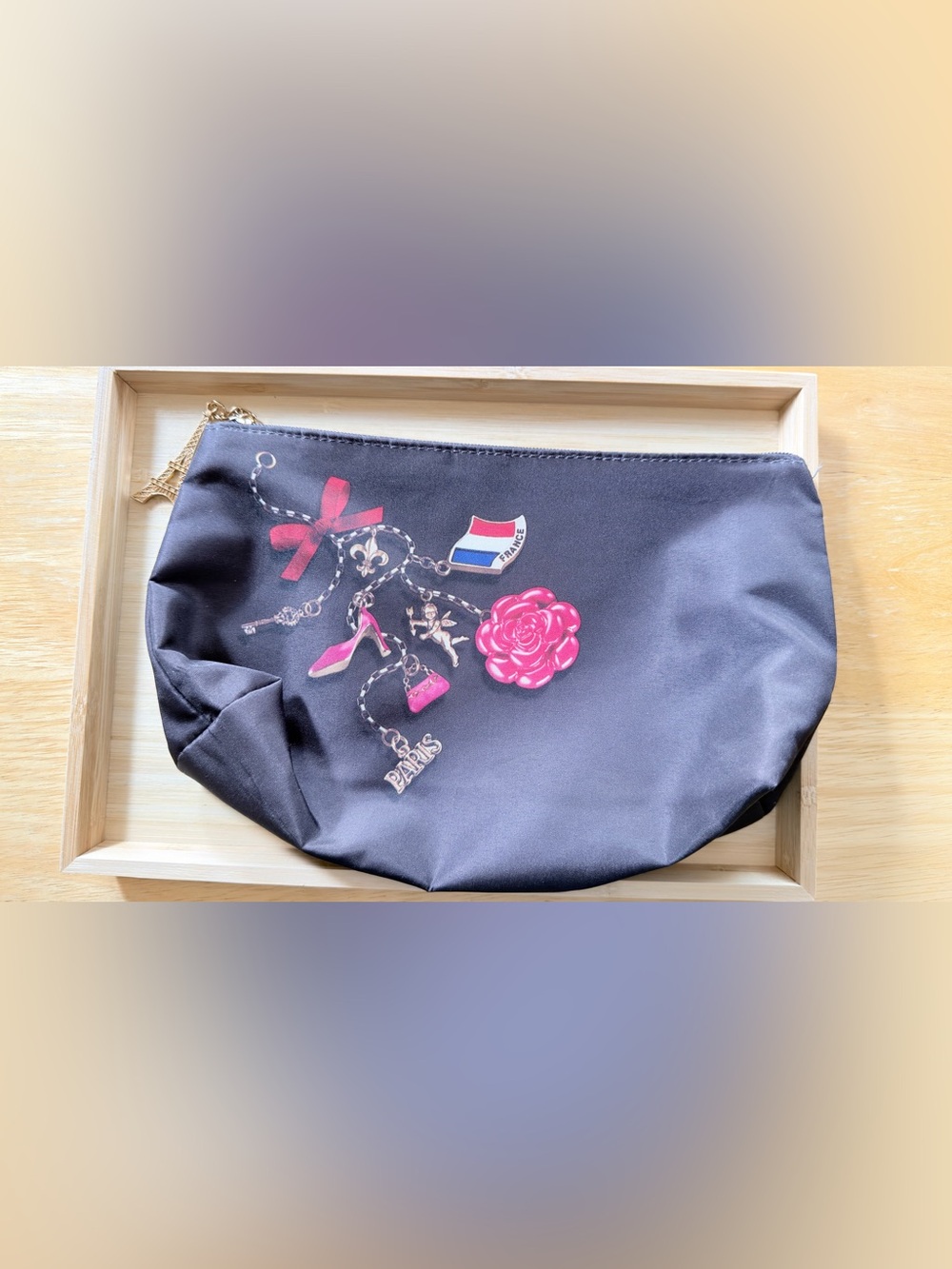 Lancôme Paris Eiffel Tower Cosmetic Makeup Bag France Travel Pouch